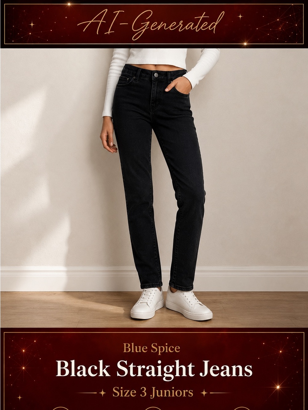 Blue Spice Black Straight Jeans Size 3 juniors